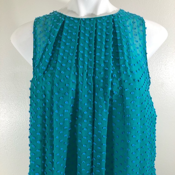 Anthropologie Sachin + Babi Teal Flocked Speckle Dress Silk Polka Dot Size 6 - Picture 2 of 9